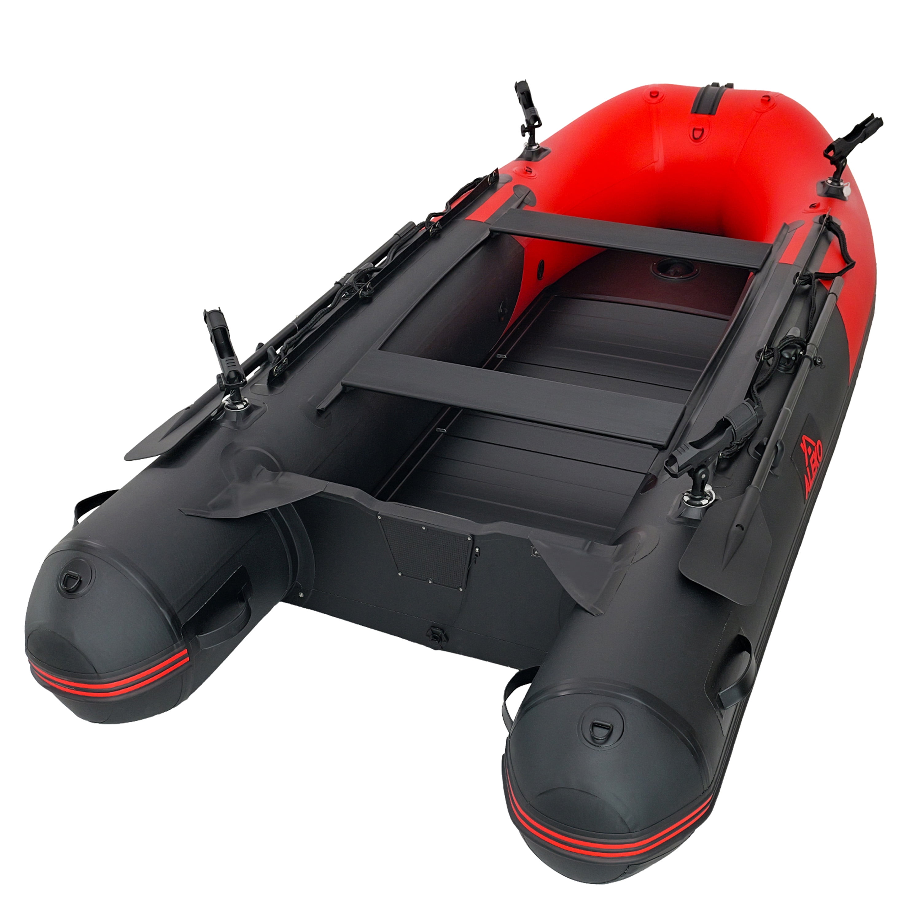 ALEKO Inflatable Fishing Boat with Aluminum Floor 12.5 ft Red and Black