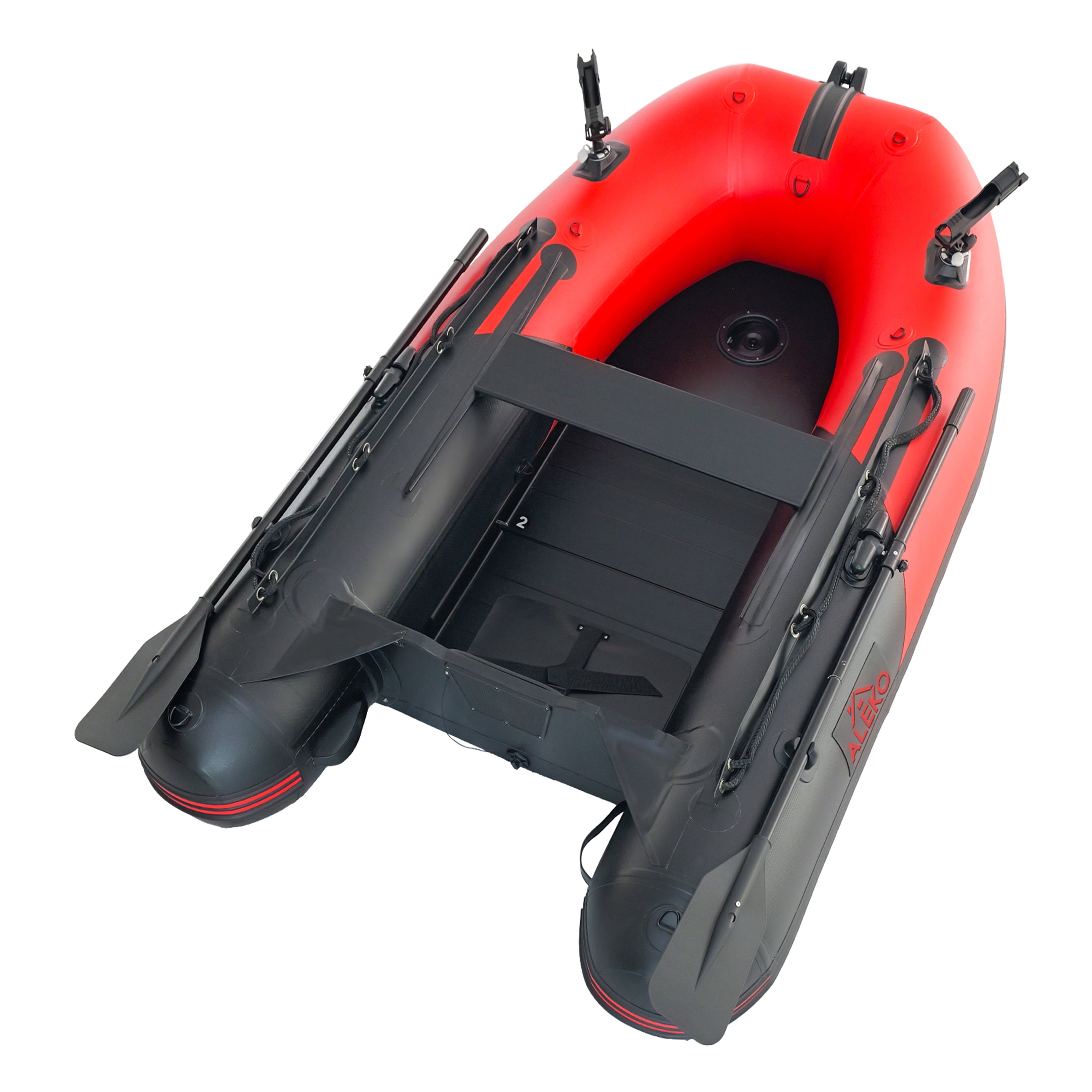 ALEKO Inflatable Fishing Boat with Aluminum Floor 8.5 ft Red and Black