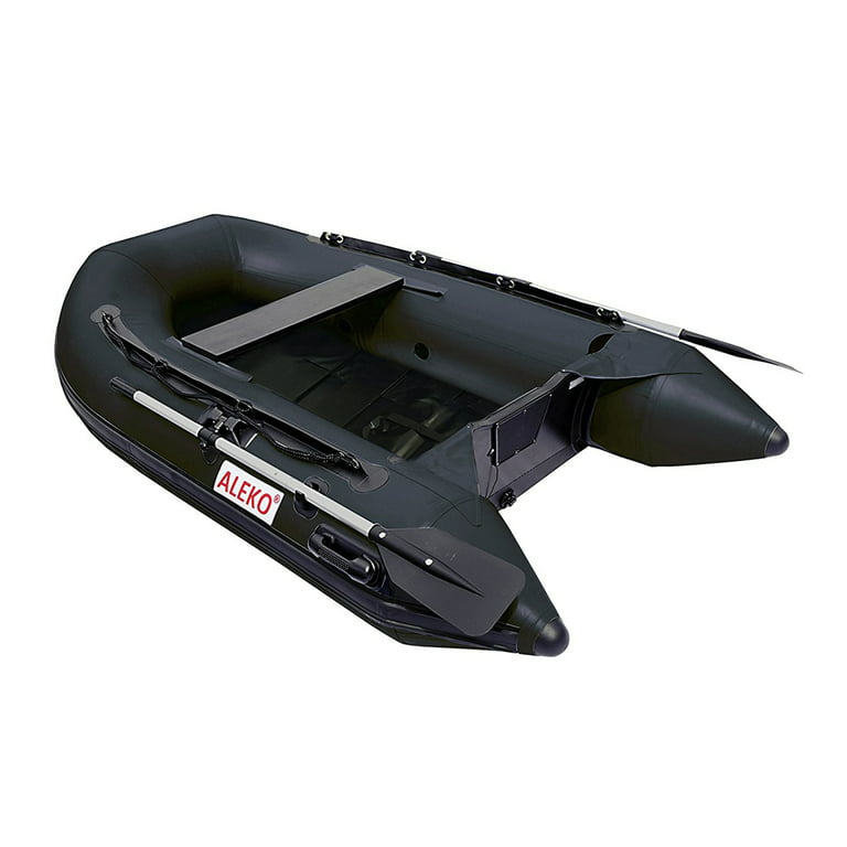 ALEKO Inflatable Fishing Boat with Pre-Installed Slide Slat Floor - 8.4  Foot - Black