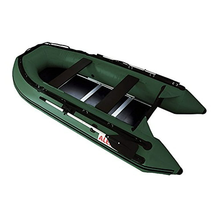 ALEKO Inflatable Fishing Boat with Wood Floor - 10.5 Feet - Green
