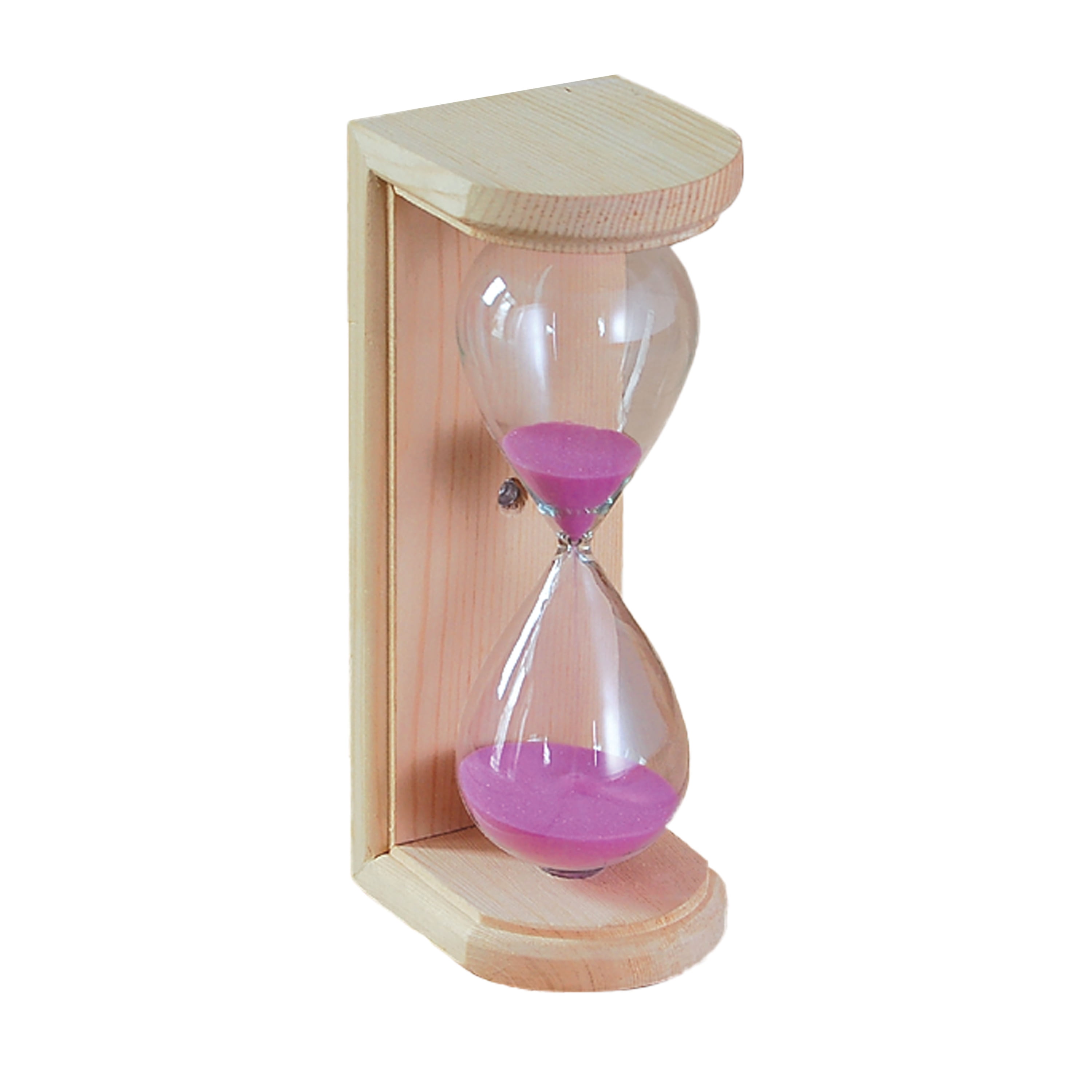 Natural Pine Wood Wall-Mounted Sauna Sand Timer with Pink Sand