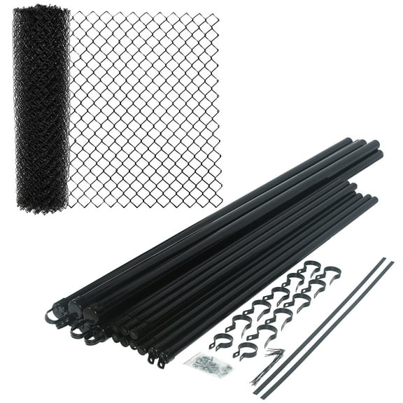 ALEKO KITCLFB9.5G5X50 DIY Chain Link Steel Fence 5X50 ft PVC Coated Black
