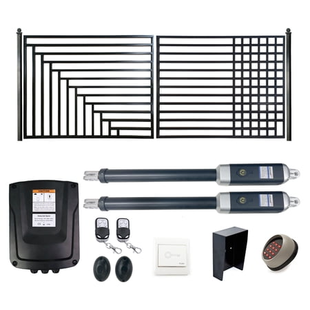 ALEKO Kyiv Style 18 x 6 feet Steel Dual Swing Garden Driveway Gate with Opener