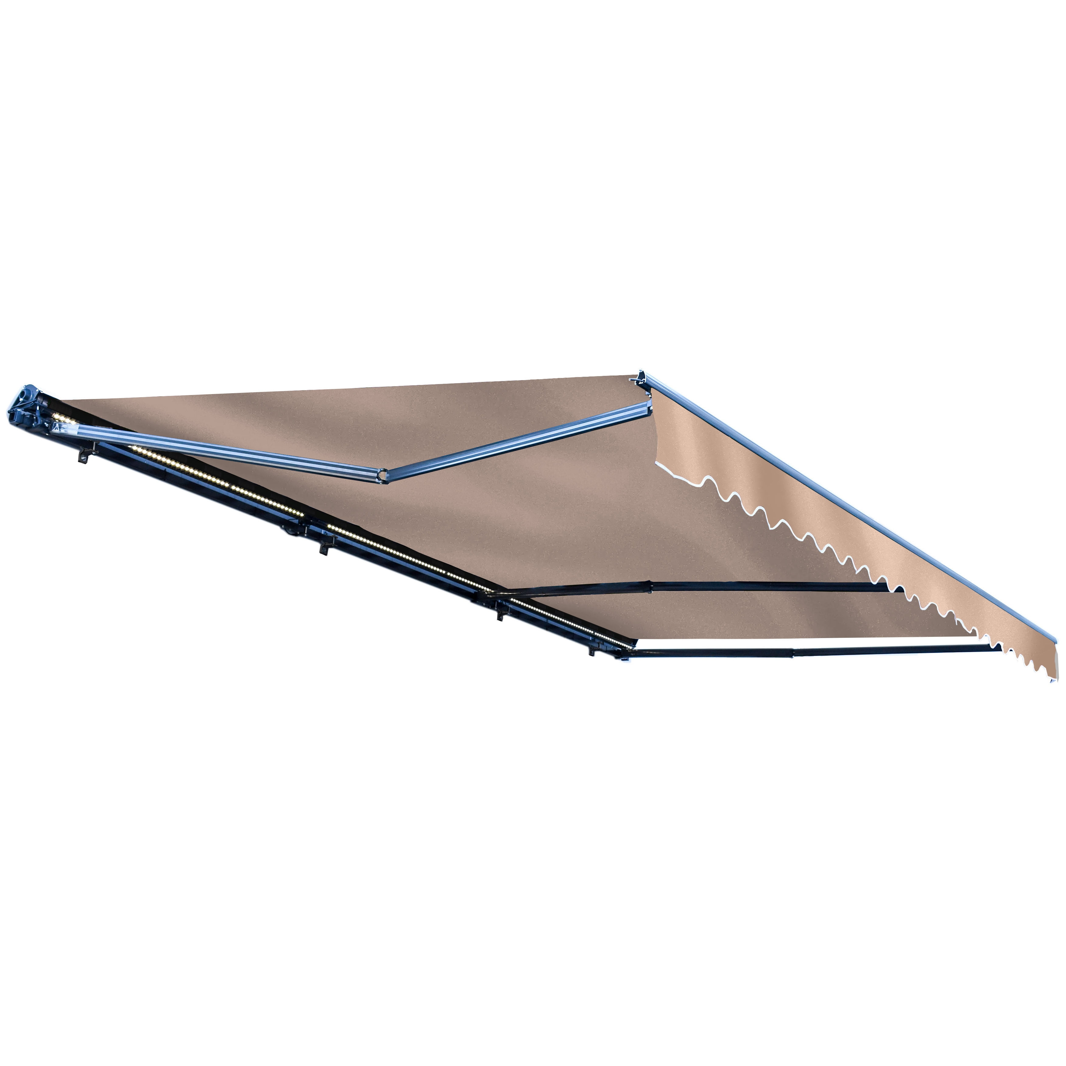20' x 10' Sand Motorized Patio Awning with LED Lights