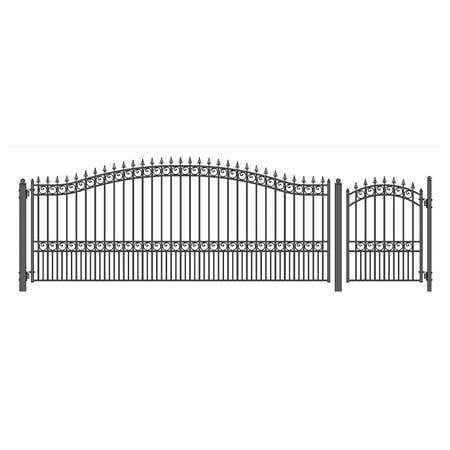 ALEKO London Style 16' Single Steel Driveway Gate with Pedestrian Gate