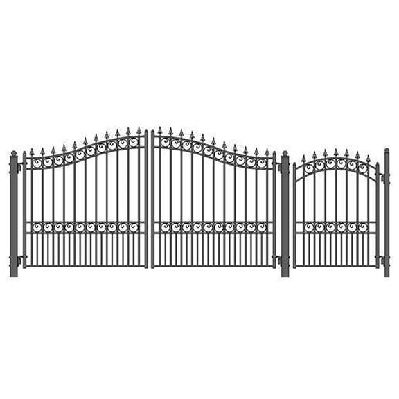 ALEKO London Style Garden Steel Dual Driveway Gate 12 ft with Pedestrian Gate