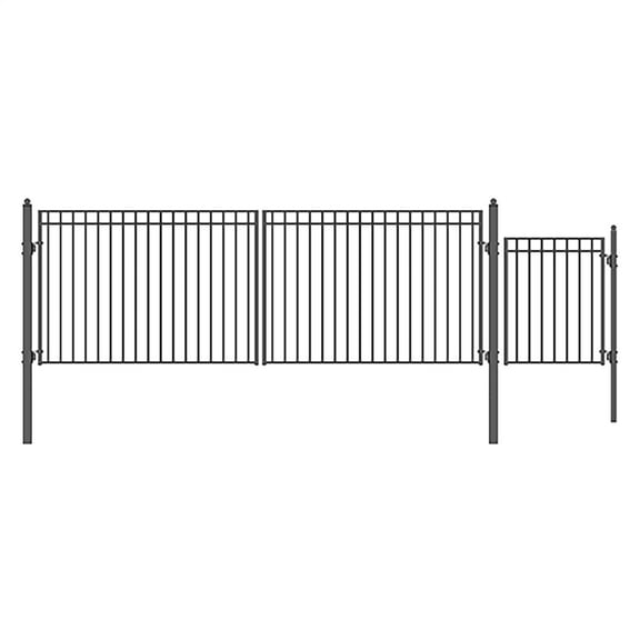 ALEKO Madrid Style Steel Swing Dual Driveway Gate 18 ft. with Pedestrian Door