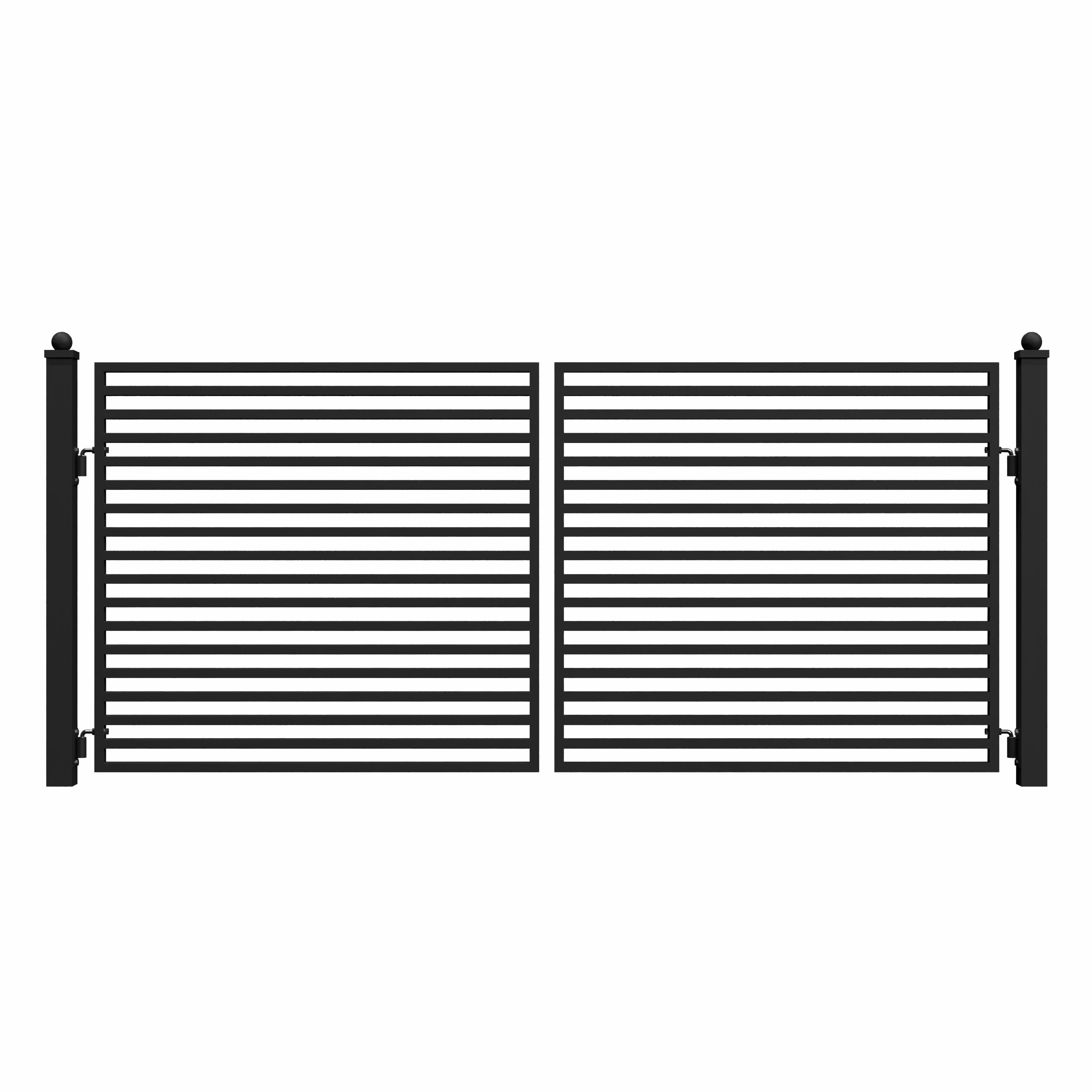 Milan Style Black Galvanized Steel Dual Swing Driveway Gate 12 x 6 Feet