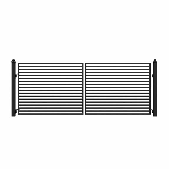 ALEKO Milan Style Dual Swing Galvanized Steel Driveway Gate 14 feet Black