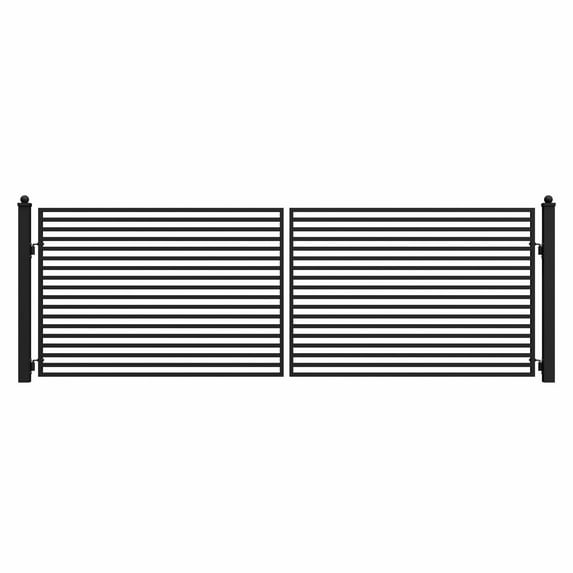 ALEKO Milan Style Dual Swing Galvanized Steel Driveway Gate 16 feet Black