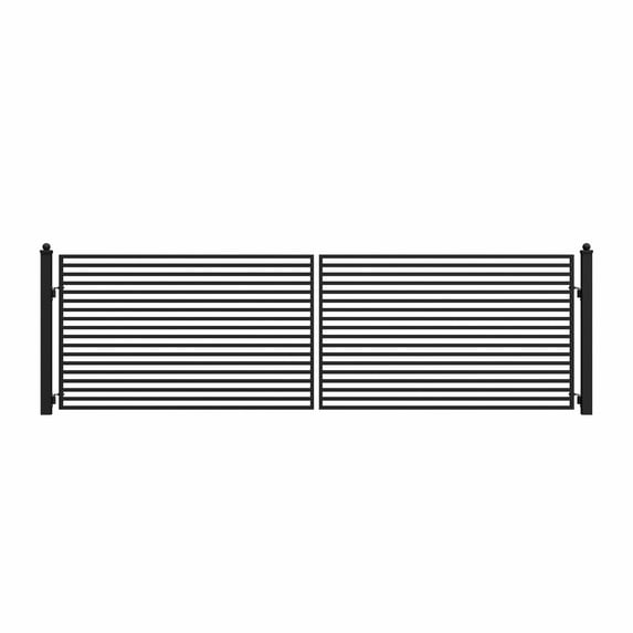 ALEKO Milan Style Dual Swing Galvanized Steel Driveway Gate 18 feet Black