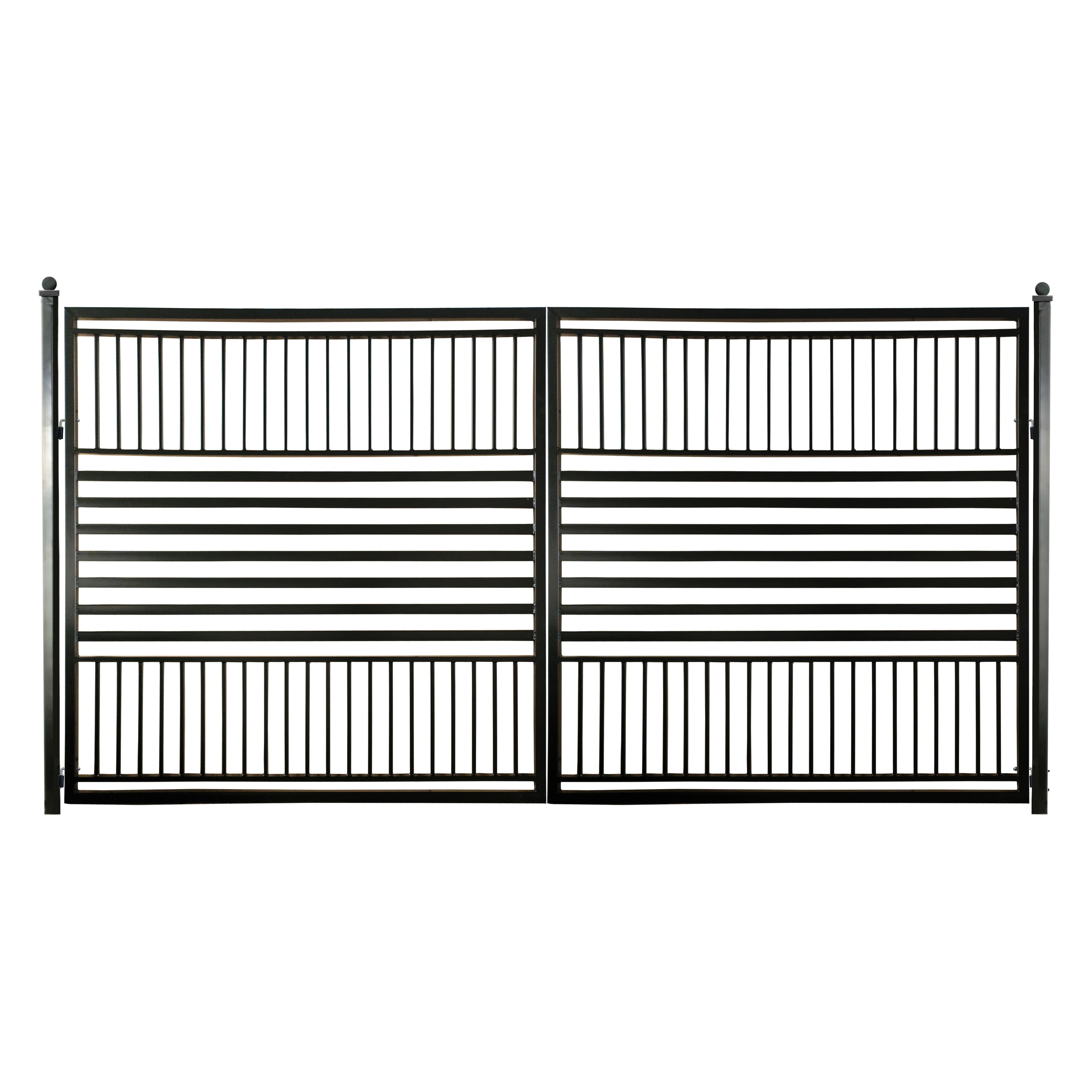 Barcelona Style Black Steel Dual Swing Driveway Gate 12 x 6 Feet