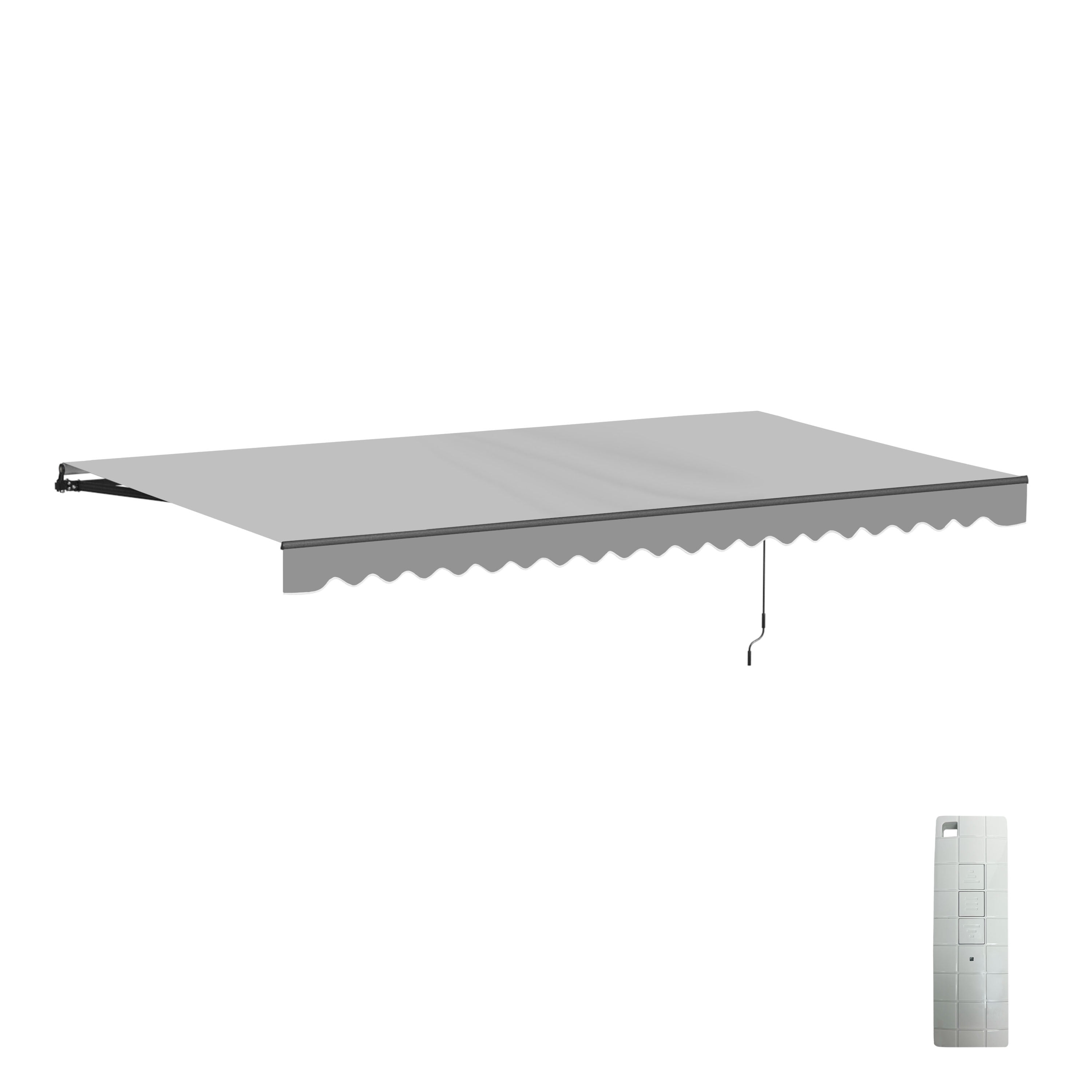 Aleko Motorized Ret retractable Black Frame Patio Awning 16' x 10', Silver Gray