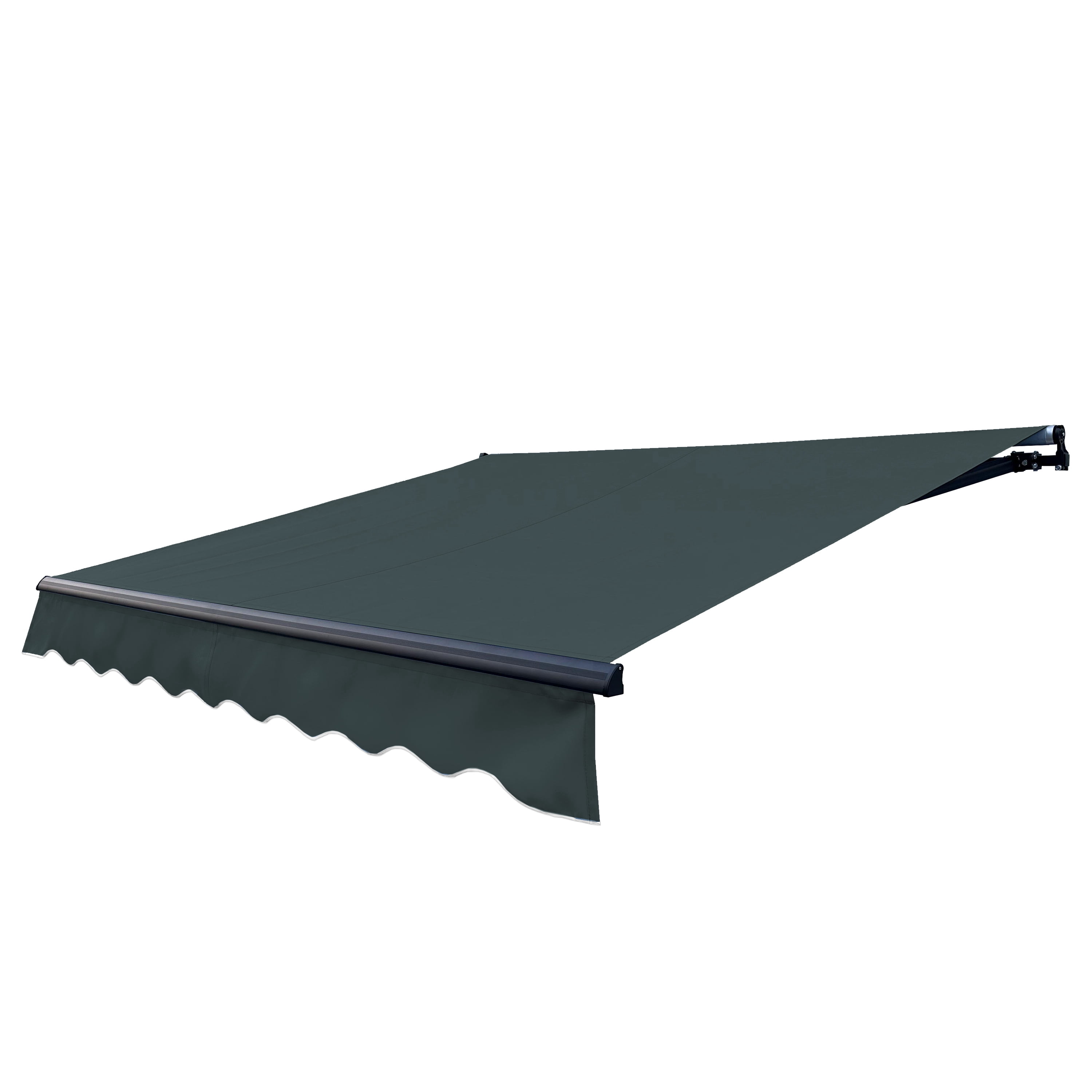 Aleko Retractable Black Frame Patio Awning 13 x 10 Feet - Gray and White Aleko Retractable Black Frame Patio Awning 13 x 10 Feet - Gray and White