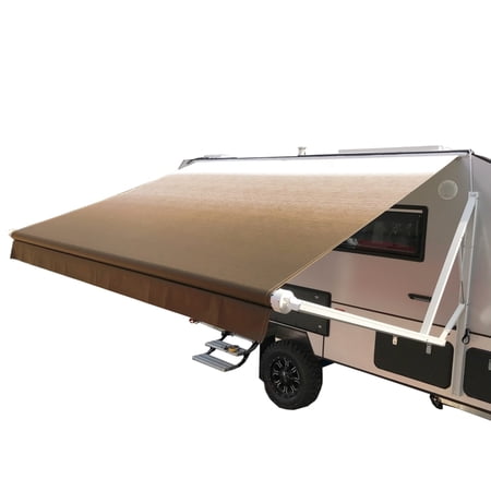 ALEKO Motorized Retractable RV Awning 10X8 ft Camping Vinyl Canopy Brown Fade