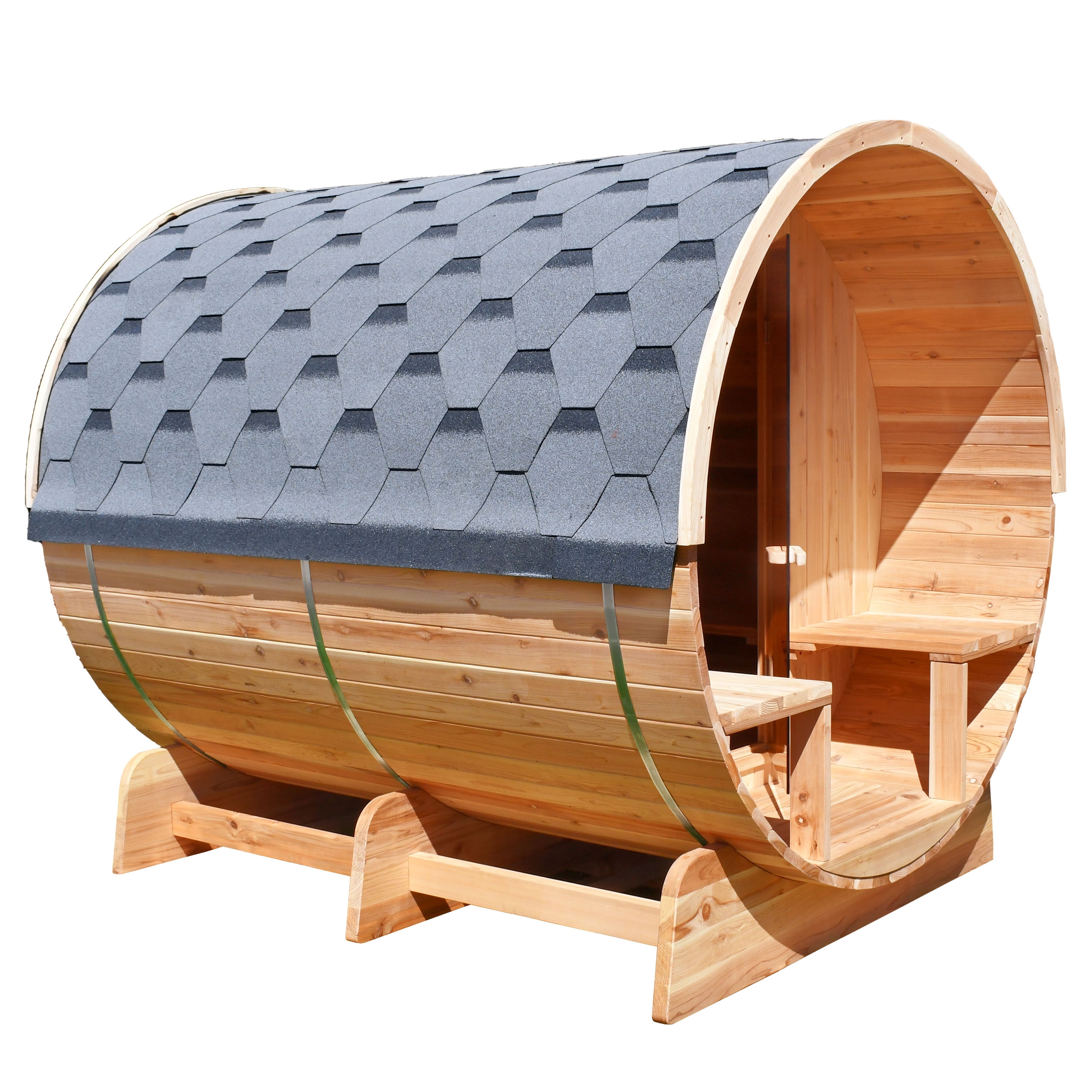 ALEKO Outdoor 6 -8 Person Red Cedar Wet Dry Barrel Sauna with Heater -  Walmart.com