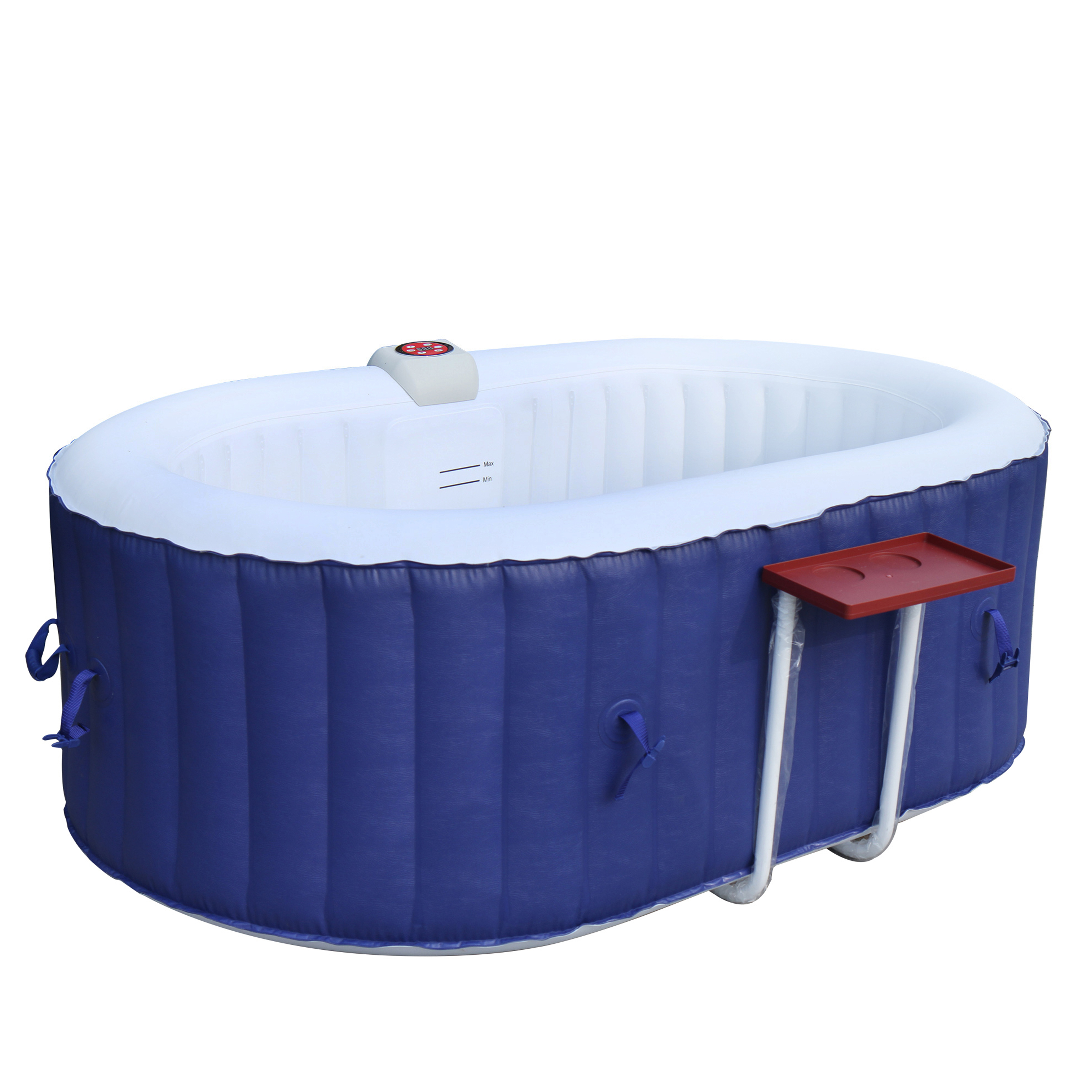 ALEKO Oval Inflatable Dark Blue 2 Person Hot Tub Spa with Drink Tray and Cover - image 1 of 14