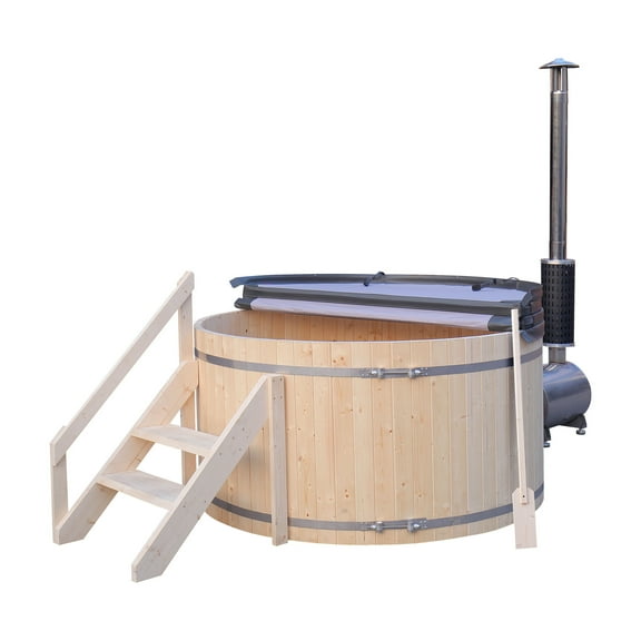 ALEKO PEWSHTUB Pine Hot Tub and Ice Bath 4-5 Person with Wood-Fired Heater