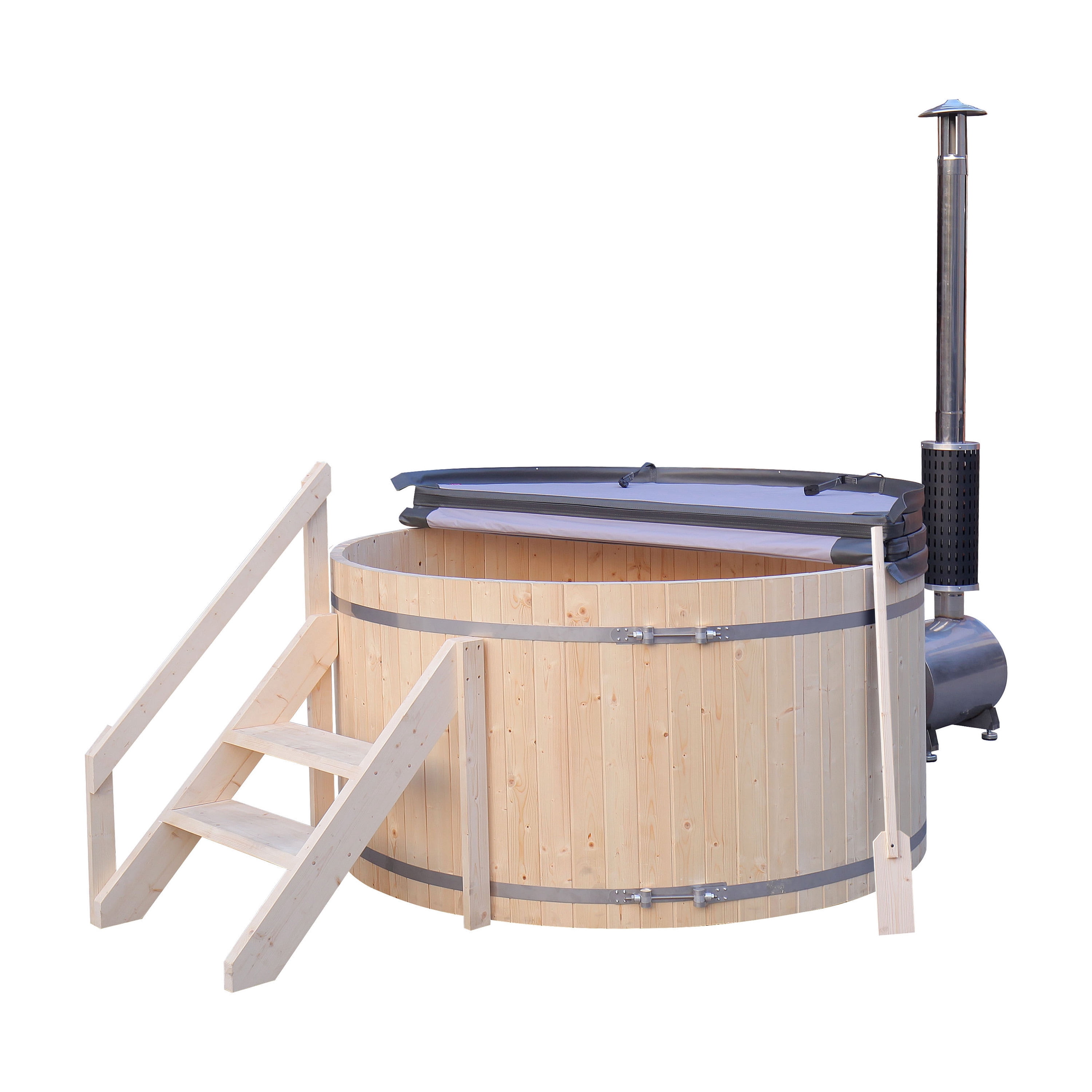 ALEKO PEWSHTUB Pine Hot Tub and Ice Bath 4-5 Person with Wood-Fired Heater