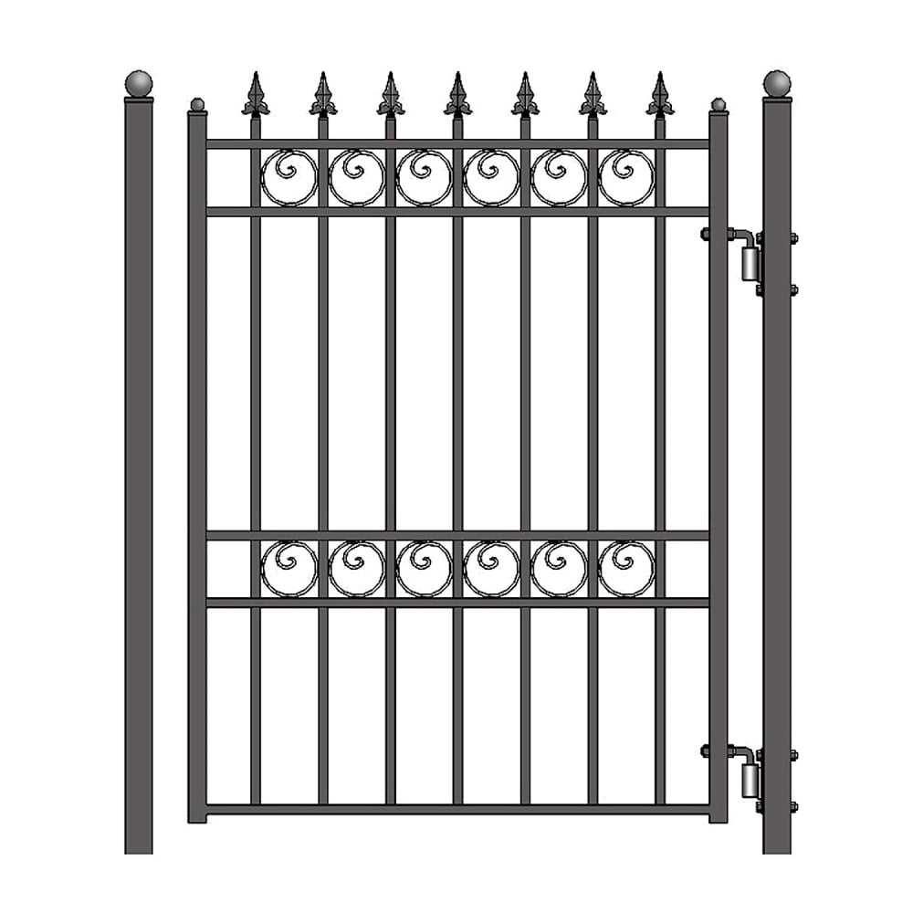 ALEKO PGOSL Oslo Style Ornamental Iron Wrought Garden Pedestrian Gate 5'x4' Black