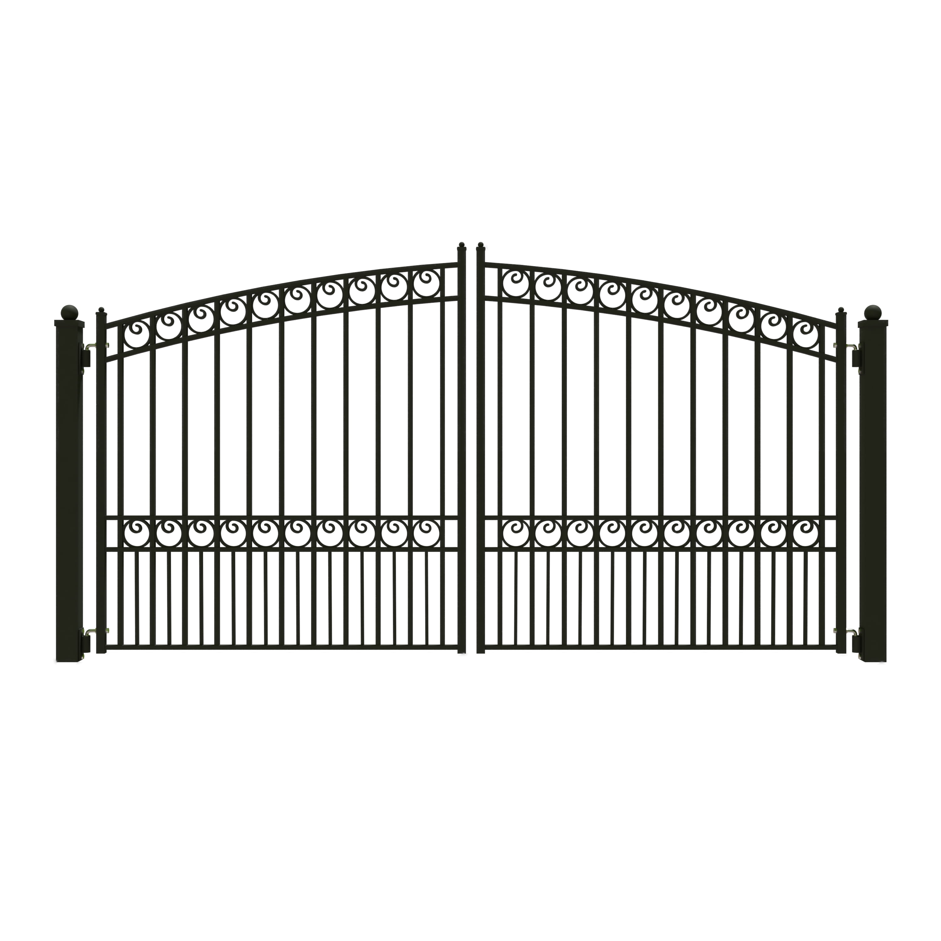 Paris Style Black Steel Dual Driveway Gate 12 ft x 6 ft