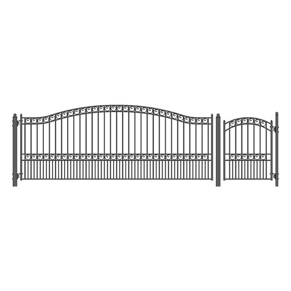 ALEKO Paris Style Steel Single Driveway Gate 16 x 6 ft with Pedestrian Gate