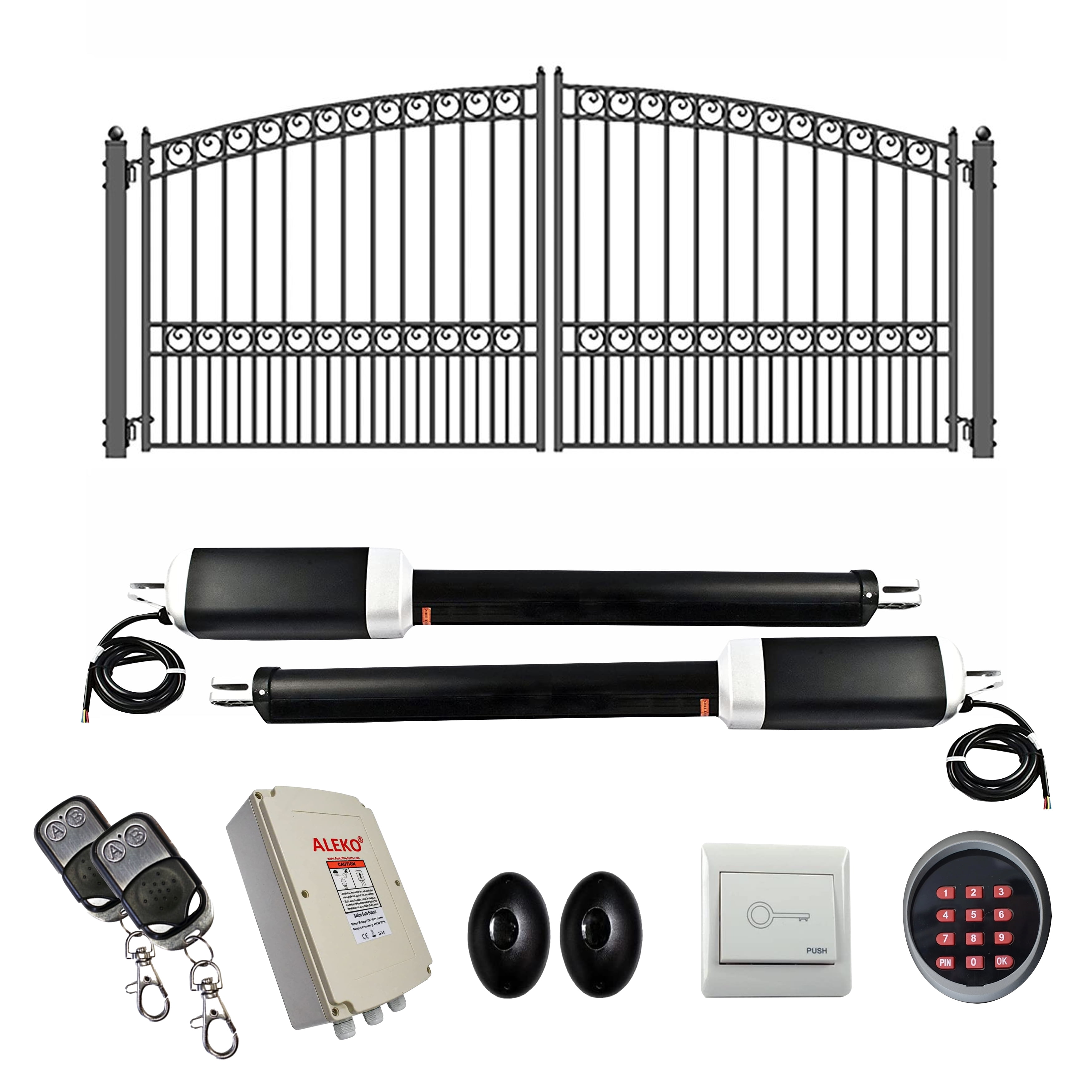 ALEKO Paris Style Steel Swing Dual Driveway Gate 12 feet with Gate ...