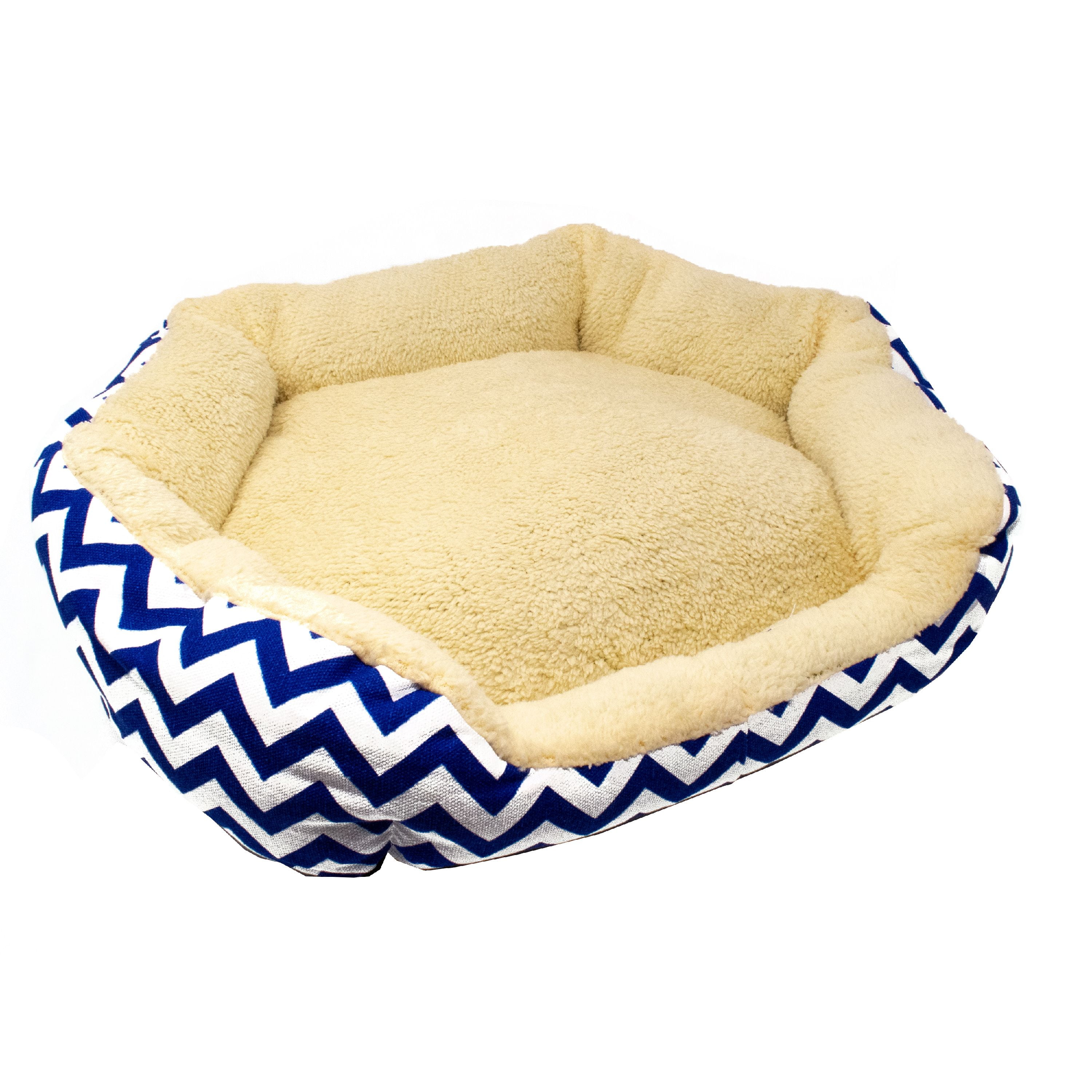ALEKO Plush Round Dog Bed with Extra Tall Sides 22 x 18 Inches