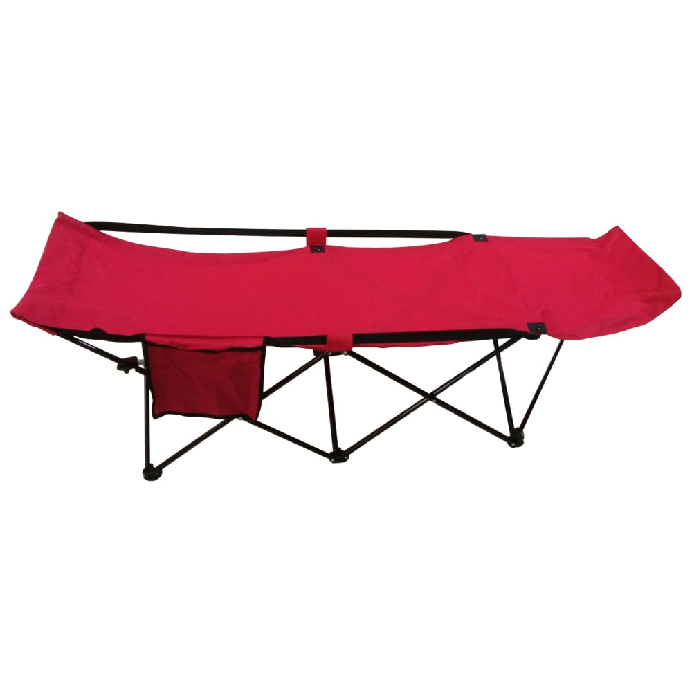 ALEKO Portable Collapsible Camping Bed with Side Storage Bag Red