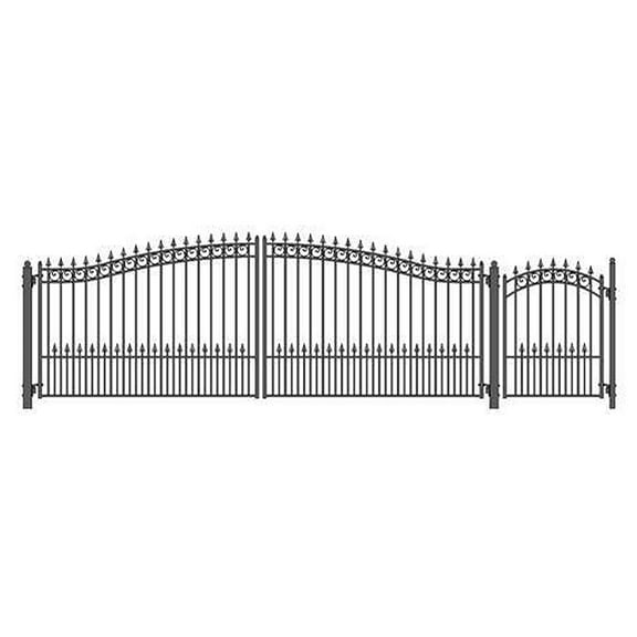 ALEKO Prague Style Garden Steel Dual Driveway Gate 16 ft with Pedestrian Gate