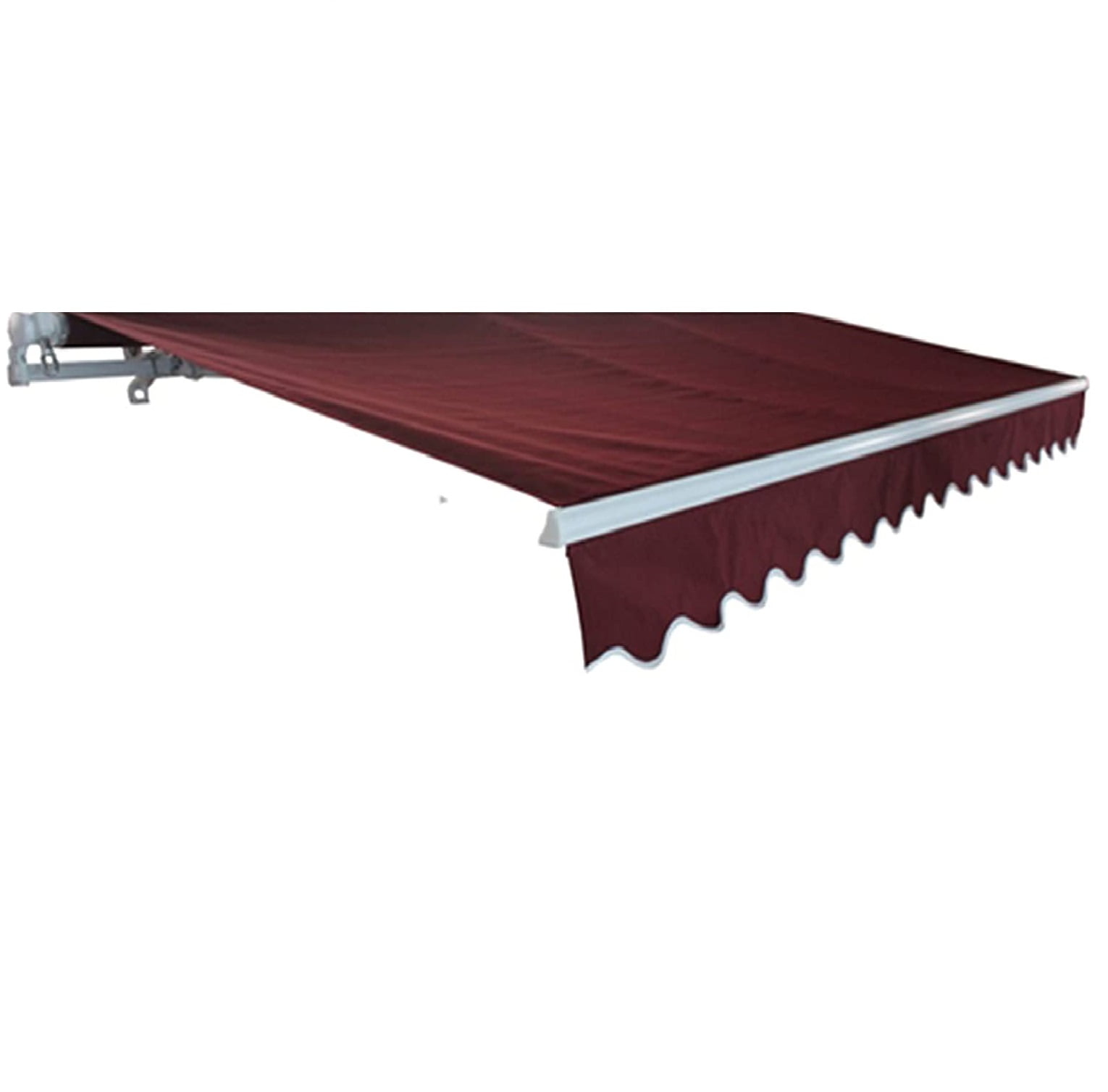 Burgundy Motorized Retractable Patio Awning with White Frame