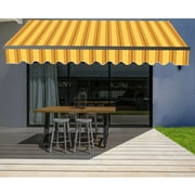 Aleko Manual Retractable Black Frame Patio Awning 13' x 10', Ivory Cream