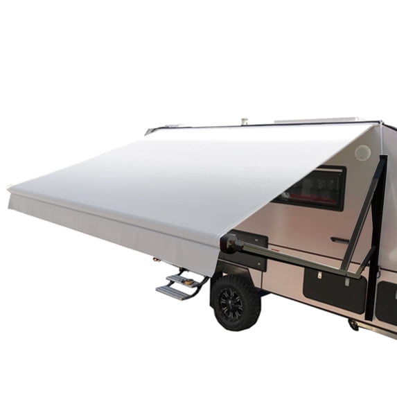 ALEKO Retractable RV Awning 16X8 ft Patio Camping Waterproof Vinyl Canopy Grey