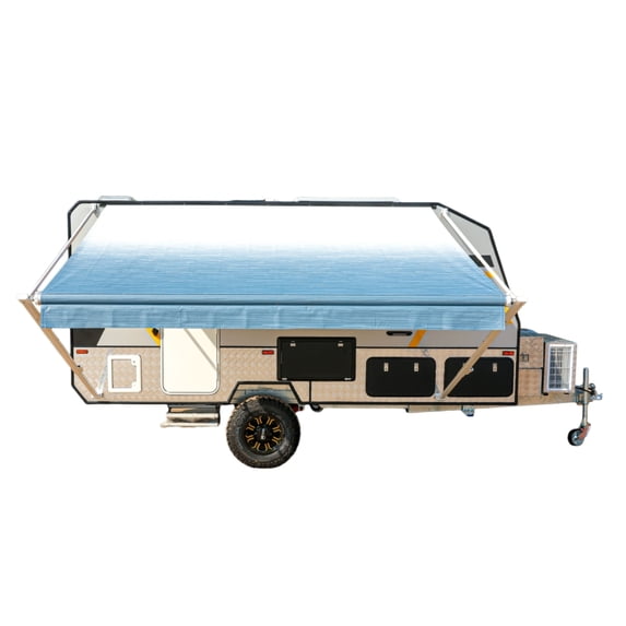 ALEKO Retractable RV Awning 20X8 ft Patio Camping Waterproof Vinyl Canopy Blue Fade