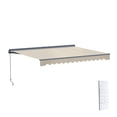 thumbnail image 1 of Semi-Cassette Motorized LED Luxury Patio Awning - 12 x 10 Ft - Ivory Cream - Moroccan Collection, 1 of 8