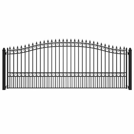ALEKO Single Swing 16 x 6 feet Black Steel Driveway Gates London Style