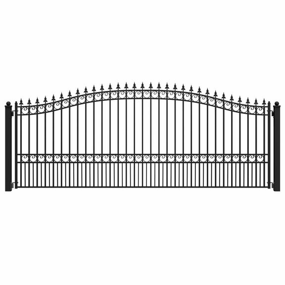 ALEKO Single Swing 16 x 6 feet Black Steel Driveway Gates London Style