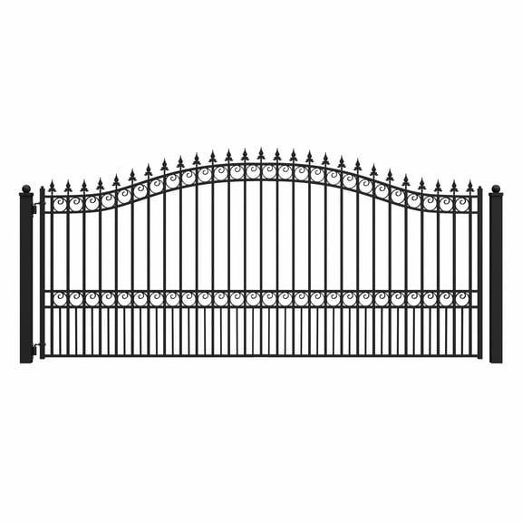 ALEKO Single Swing Steel 14 x 6 feet Black Driveway Gate London Style