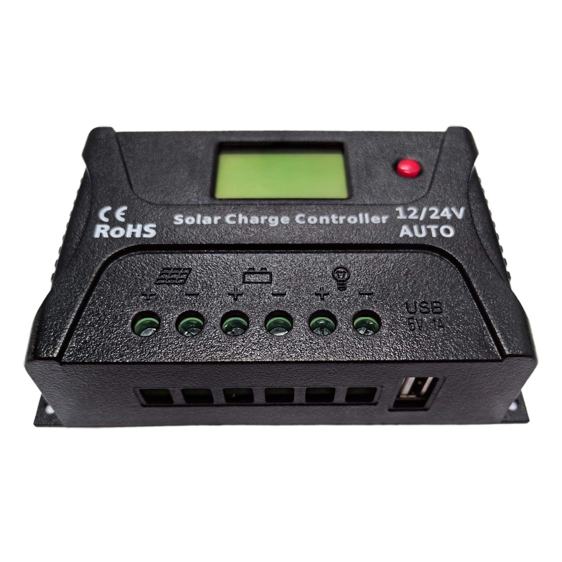 ALEKO Solar Charge Controller 20A Intelligent 2 USB Ports Display 12/24V
