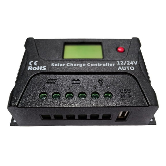 ALEKO Solar Charge Controller 20A Intelligent 2 USB Ports Display 12/24V