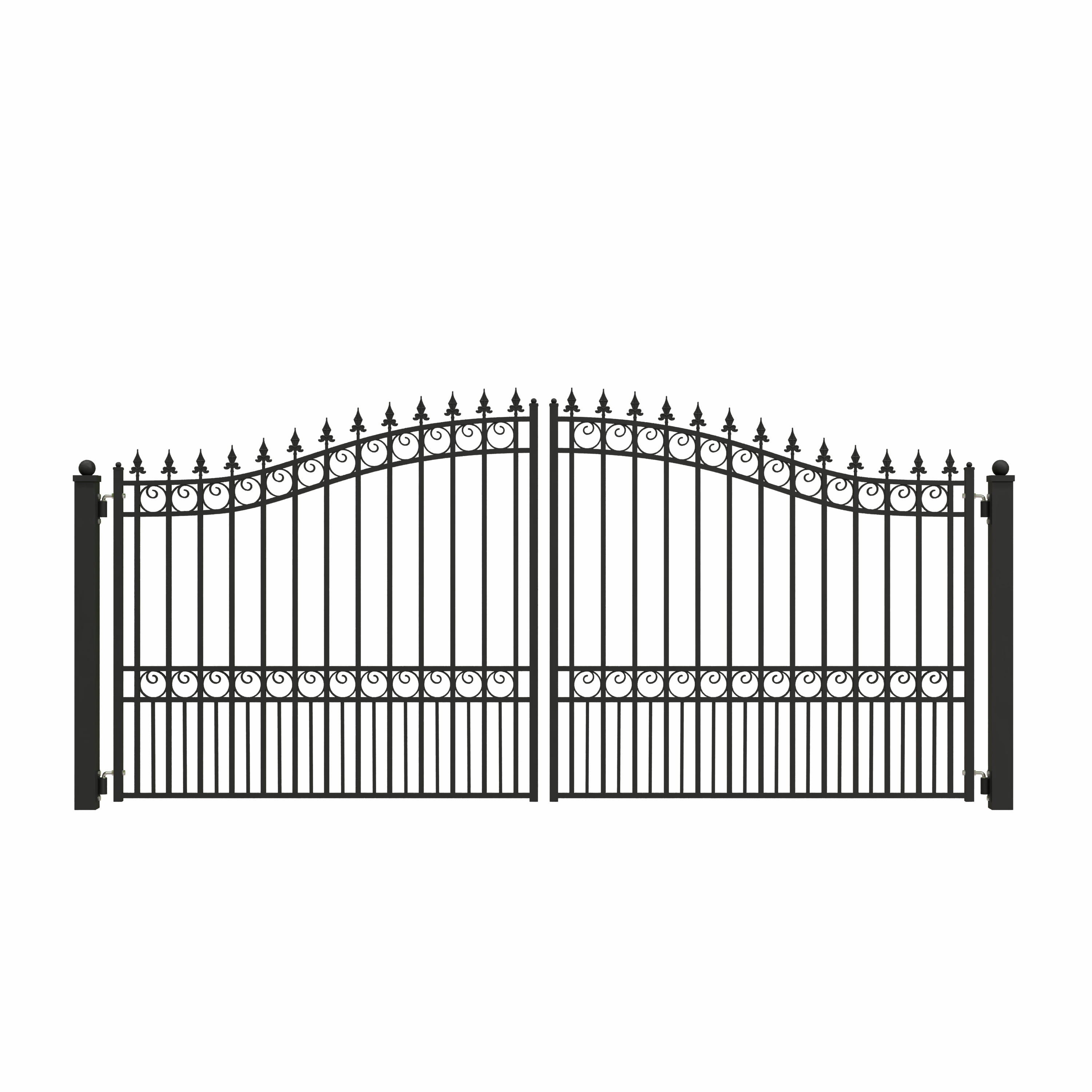 London Style Black Steel Dual Swing Driveway Gate 14 x 6 Feet
