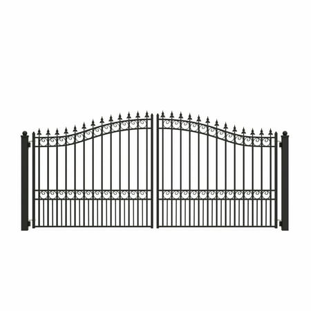 ALEKO Steel Dual Swing 14 x 6 feet Black Driveway Gate London Style