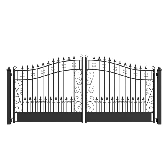 ALEKO Steel Dual Swing 14 x 6 feet Black Driveway Gate Venice Style