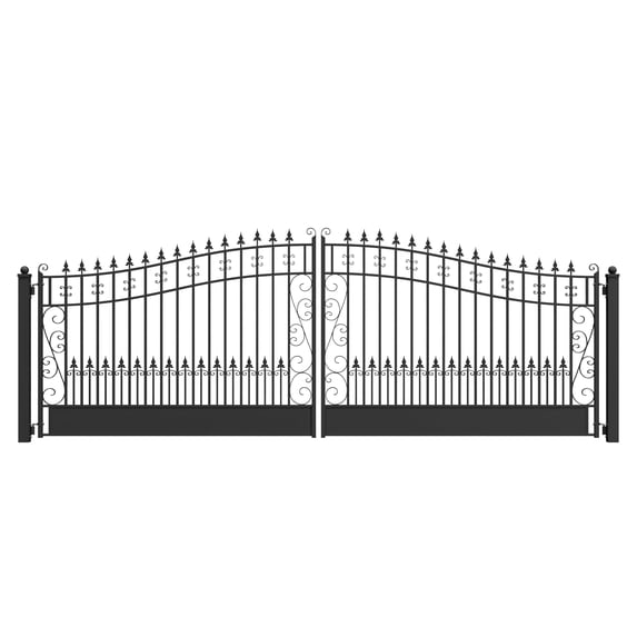 ALEKO Steel Dual Swing Black Driveway Gate 18 x 6 ft Venice Style