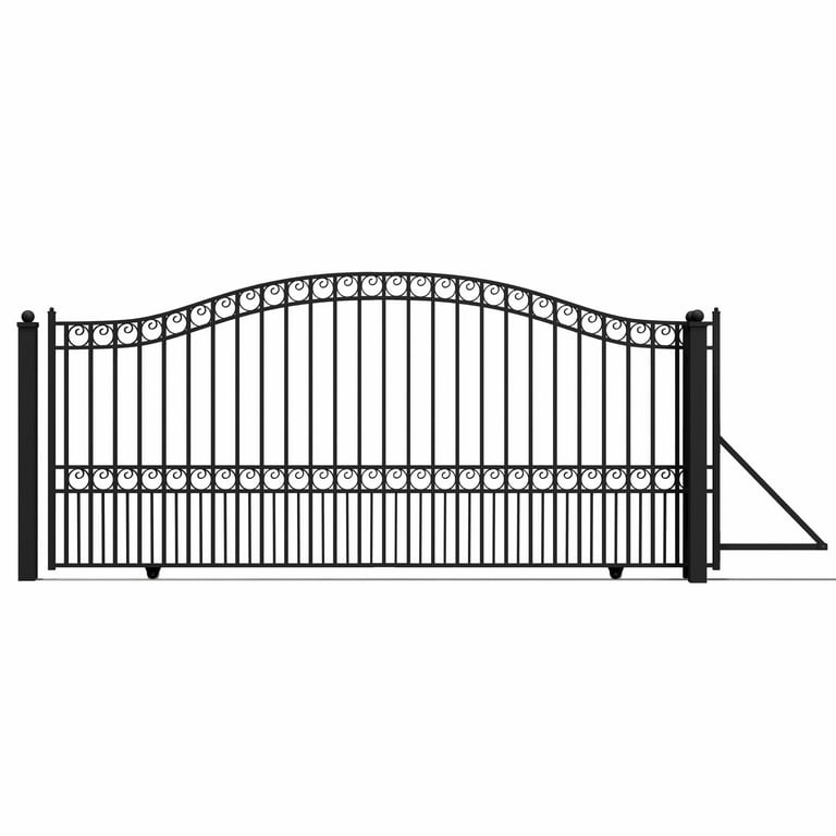 ALEKO Paris Style 14 ft. x 6 ft. Black Steel Single Slide Driveway Fence Gate