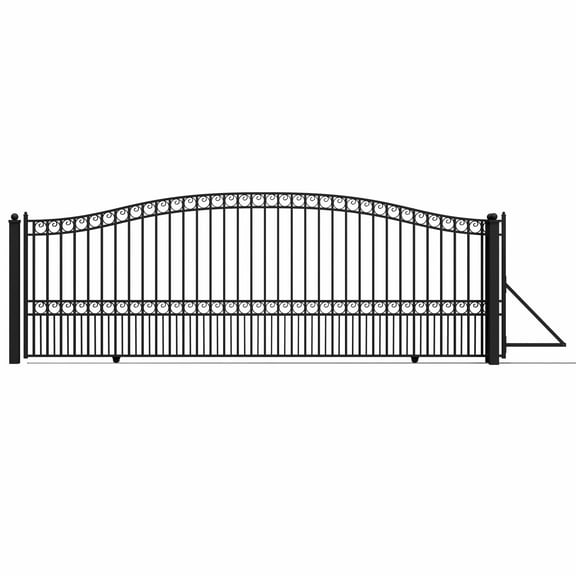 ALEKO Steel Single Sliding 18 x 6 feet Black Driveway Gate Paris Style