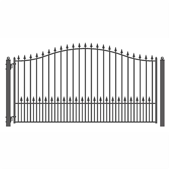 ALEKO Steel Single Swing 12 x 6 feet Black Driveway Gate Munich Style