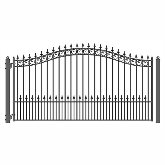 ALEKO Steel Single Swing 12 x 6 ft Black Driveway Gate Prague Style