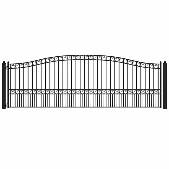 ALEKO Steel Single Swing 18 x 6 feet Black Driveway Gates Paris Style