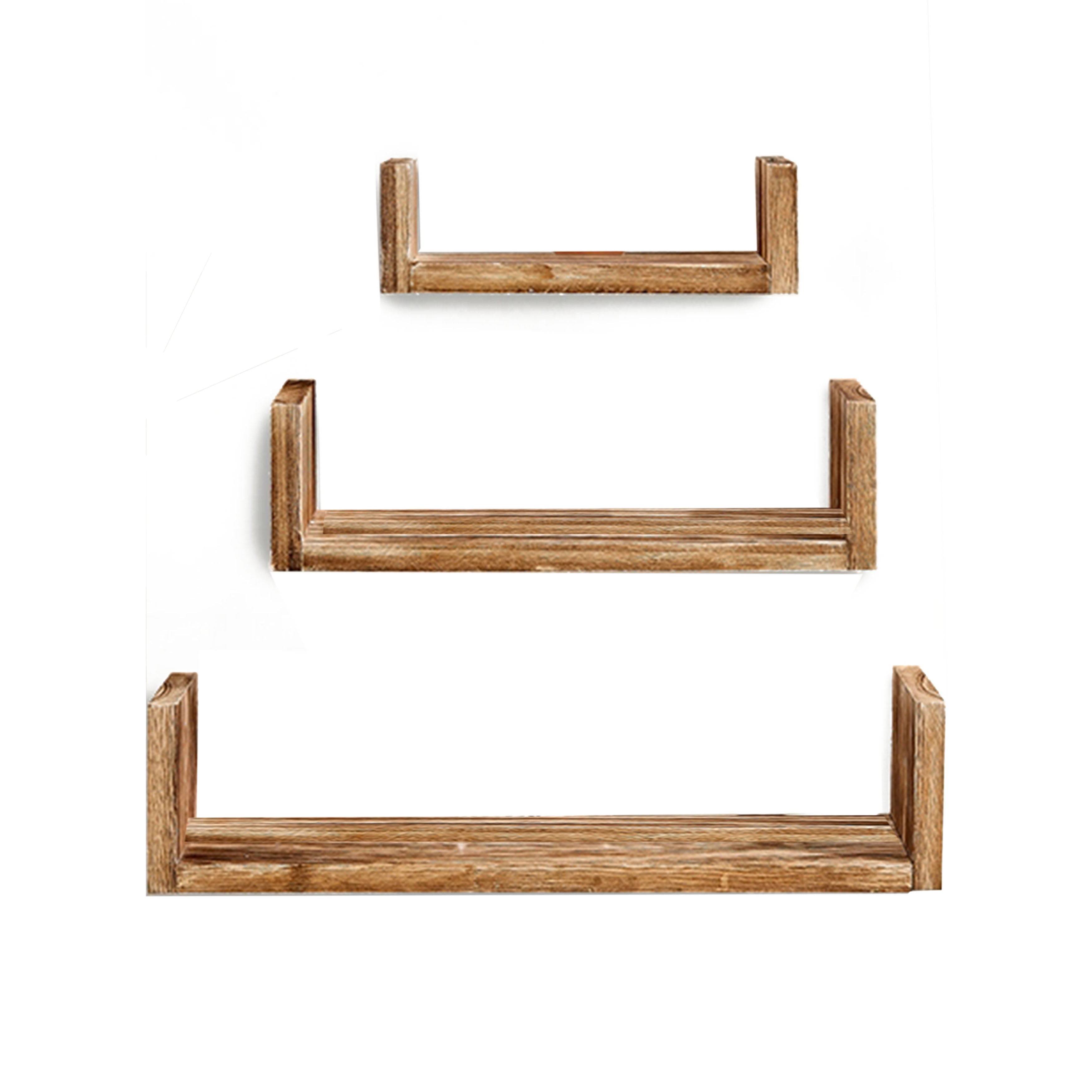 ALEKO WFS31 Modern Wood Wall Mount Storage Floating UShaped Shelves